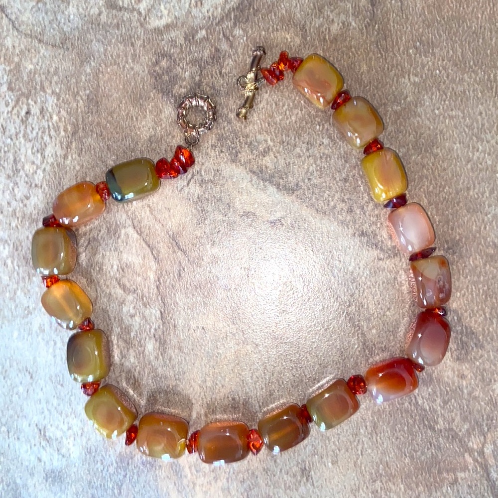 Real Baltic Amber & Cornelian Necklace Handmade